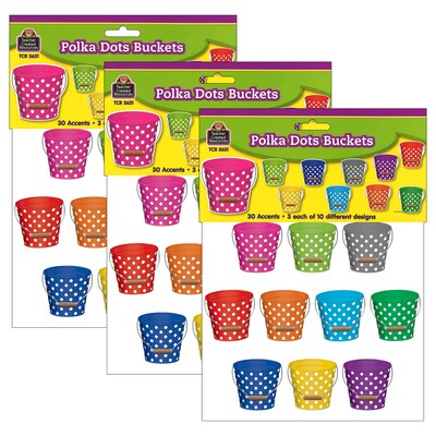 Teacher Created Resources Polka Dots Buckets Accents, 30 Per Pack, 3 Packs (TCR5631-3)