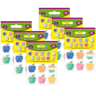 Teacher Created Resources Watercolor Apples Mini Accents, 36/Pack, 6 Packs (TCR5635-6)