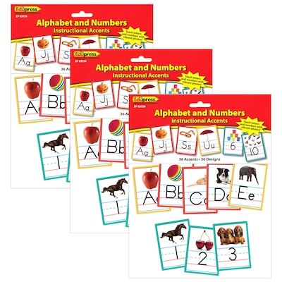 Edupress™ Alphabet and Numbers Accents, 36 Per Pack, 3 Packs (TCR63156-3)
