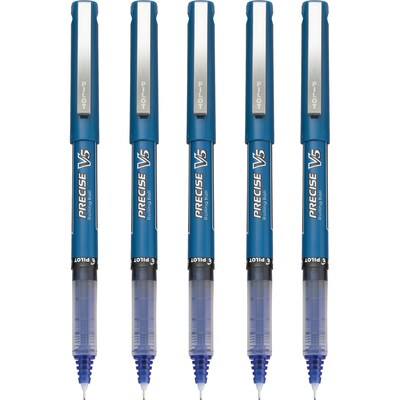 Pilot Precise V5 Rollerball Pens, Extra Fine Point, Blue Ink, 5/Pack (26011)