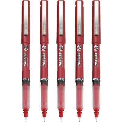 Pilot Precise V5 Rollerball Pens, Extra Fine Point, Red Ink, 5/Pack (26012)