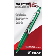 Pilot Precise V5 Retractable Rollerball Pen, Extra Fine Point, Green Ink (26065)