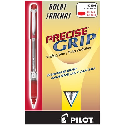 Pilot Precise Grip Rollerball Pens, Bold Point, Red Ink, Dozen (28903)