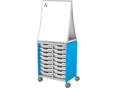MooreCo Hierarchy Compass Midi H2 Mobile 16-Section Storage Cabinet, 71.13"H x 28.38"W x 19.13"D, Blue Metal (B2A1E1A1B0)