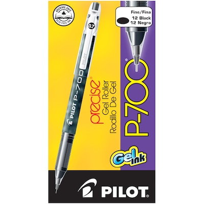 Pilot Precise P-700 Gel Pens, Fine Point, Black Ink, Dozen (38610)