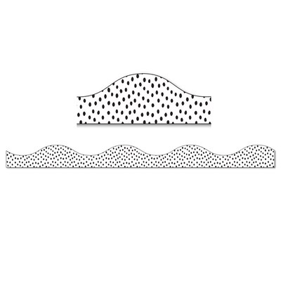 Ashley Productions Magnetic Scalloped Border, 1 x 72, Black Messy Dots on White (ASH11426-6)