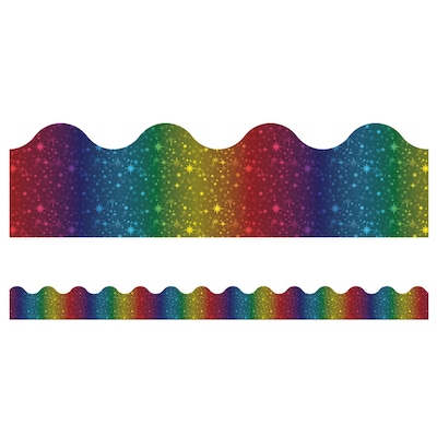 Carson Dellosa Education Sparkle + Shine Scalloped Border, 2.25 x 234, Rainbow Foil (CD-108396-6)