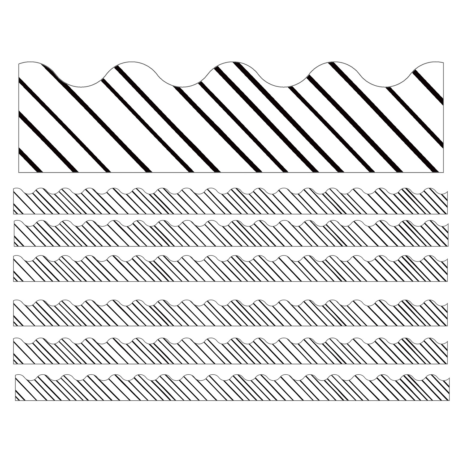 Carson Dellosa Education Kind Vibes Scalloped Border, 2.25 x 234, Black & White Stripes (CD-108434-6)