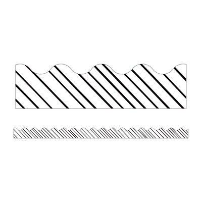 Carson Dellosa Education Kind Vibes Scalloped Border, 2.25" x 234', Black & White Stripes (CD-108434-6)