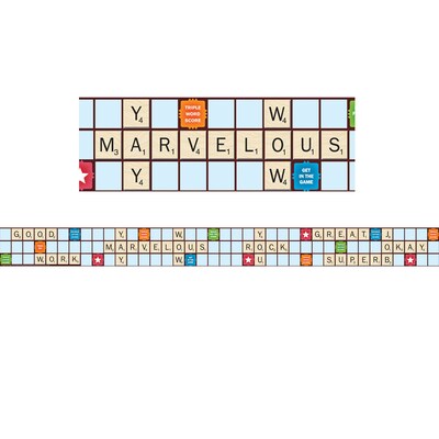 Eureka Scrabble Letters Extra Wide Die Cut Deco Trim®, 37 Feet Per Pack, 3 Packs (EU-845149-3)