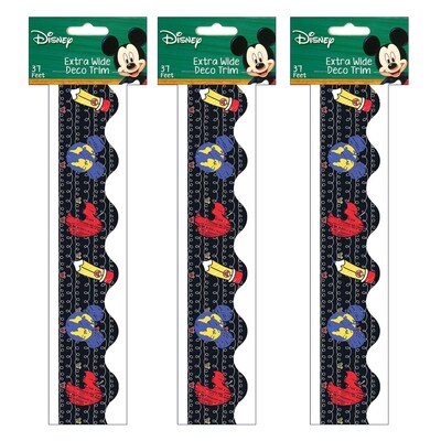 Eureka Mickey Color Pop! Apple, Pencil, World Extra Wide Deco Trim®, 37 Feet Per Pack, 3 Packs (EU-8