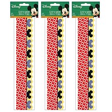 Eureka Mickey Color Pop! Peeking Head Extra Wide Deco Trim®, 37 Feet Per Pack, 3 Packs (EU-845227-3)