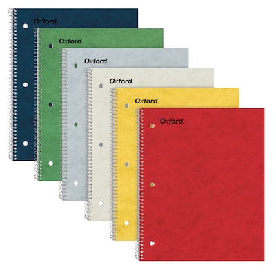 Oxford 1-Subject Notebooks, 9 x 11, College Ruled, 100 Sheets, Assorted Colors, 6/Pack (25-009R)