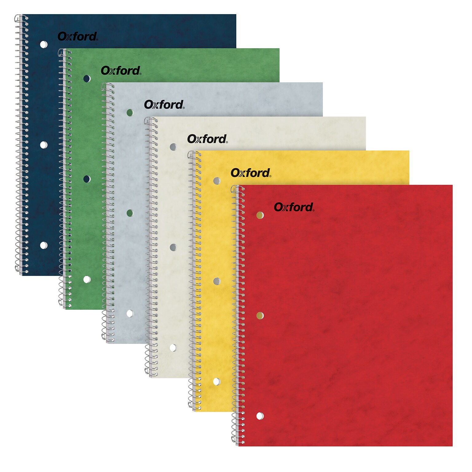 Oxford 1-Subject Notebooks, 9 x 11, College Ruled, 100 Sheets, Assorted Colors, 6/Pack (25-009R)