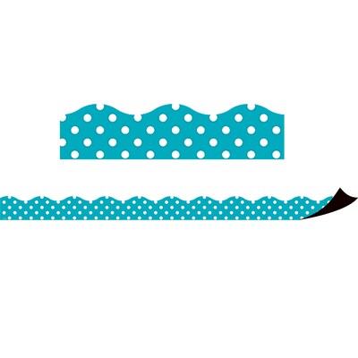 Teacher Created Resources Teal Polka Dots Magnetic Border, 24 Feet Per Pack, 3 Packs (TCR77257-3)