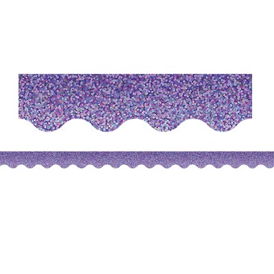 Teacher Created Resources Scalloped Border, 2.19" x 210', Purple Sparkle (TCR8793-6)