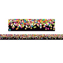 Teacher Created Resources Straight Border, 2.75 x 210, Colorful Confetti on Black (TCR8898-3)