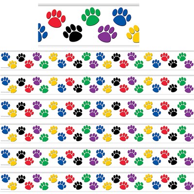 Teacher Created Resources Straight Border, 3 x 210, Colorful Paw Prints (TCR4641-6)