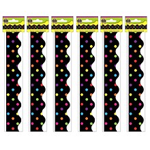 Teacher Created Resources Multicolor Dots on Black Scalloped Border Trim, 35 Feet Per Pack, 6 Packs