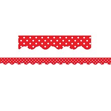 Teacher Created Resources Red Mini Polka Dots Border Trim, 35 Feet Per Pack, 6 Packs (TCR4665-6)