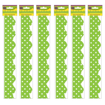 Teacher Created Resources Lime Mini Polka Dots Border Trim, 35 Feet Per Pack, 6 Packs (TCR4669-6)