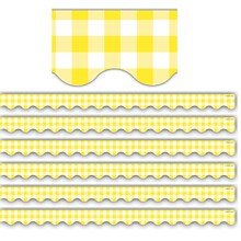 Teacher Created Resources Scalloped Border, 2.19 x 210, Yellow Gingham (TCR8500-6)