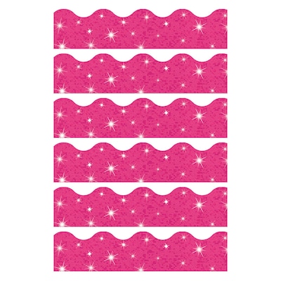 TREND Terrific Trimmers Scalloped Border, 2.25" x 195', Hot Pink Sparkle (T-91421-6)