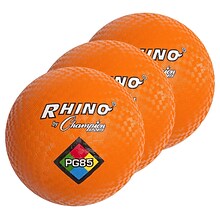 Champion Sports 8-1/2 Nylon/Rubber Playground Ball, Orange, Pack of 3 (CHSPG85OR-3)