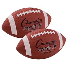 Champion Sports Junior Size Rubber Football, Brown, Pack of 2 (CHSRFB3-2)