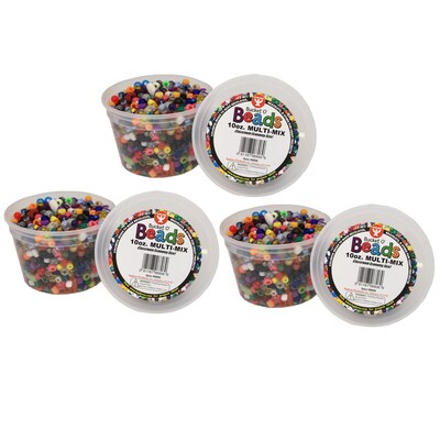 Hygloss Bucket O Beads, 10 oz. Multi Mix/Pack, 3 Packs (HYG6806-3)