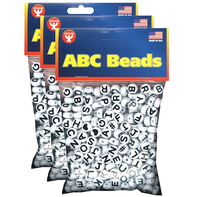 Hygloss ABC Beads, Black and White, 300/Pack, 3 Packs (HYG69301-3)