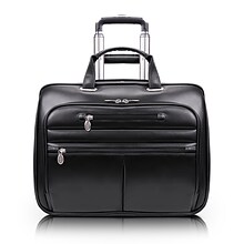 McKlein Limited Edition Laptop Rolling Briefcase, Black Leather (80505C)