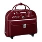 McKlein Edgebrook, Wheeled Ladies' Laptop Briefcase, Top Grain Cowhide Leather, Red (96316)