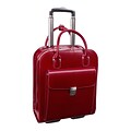 McKlein UPTOWN L Series Laptop Rolling Briefcase, Red Genuine Leather (97696)