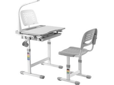Mount-It! 26 Kids Desk with Chair, LED Lamp, and Book Holder, Gray (MI-10211)