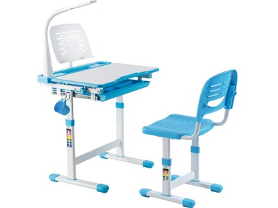 Mount-It! 26 Kids Desk with Chair, LED Lamp, and Book Holder, Blue (MI-10212)