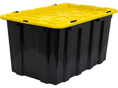 Mount-It! 63.4 Qt. Snap Lid Storage Bin, Black/Yellow, 3/Pack (WI-3001)