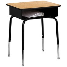 Flash Furniture 24W Student Desk with Open Front Metal Book Box, Wood Grain/Black (FD-DESK-GG)