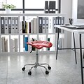 Flash Furniture Vibrant Tractor Seat and Chrome Stool, Wine Red