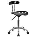 Flash Furniture Elliott Armless Plastic and Chrome Task Office Chair with Tractor Seat, Black and Ch