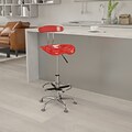 Belnick Vibrant Chrome Drafting Stool with Tractor Seat, Wine Red