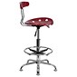 Belnick Vibrant Chrome Drafting Stool with Tractor Seat, Wine Red