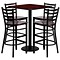 Flash Furniture Square Laminate Table Set with 4 Ladder Back Metal Bar Stool, 30 x 30, Mahogany