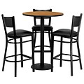 Flash Furniture Round Laminate Table Set with 3 Grid Back Metal Bar Stool, 30 Dia., Black Vinyl Seat (MD0016)