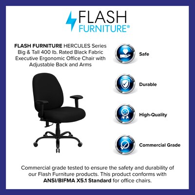 Flash Furniture HERCULES Series Ergonomic Fabric Swivel Big & Tall Executive Office Chair, Black (WL715MGBKA)