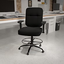 Flash Furniture HERCULES Big & Tall Fabric Drafting Stool, Black (WL-735SYG-BK-AD-GG)