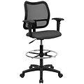 Belnick Mid Back Mesh Drafting Stool with Arm, Gray