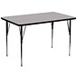 Flash Furniture Wren Rectangular Activity Table, 36" x 72", Height Adjustable, Gray (XUA3672RECGYTA)