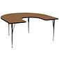 Flash Furniture 21 1/8" - 30 1/8H x 60W x 66D 16 Gauge Tubular Steel Horseshoe Activity Table, Oak