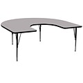 Flash Furniture 16 1/8-25 1/8H x 60W x 66D 16 Gauge Tubular Steel Kidney Shaped Activity Table, Gray